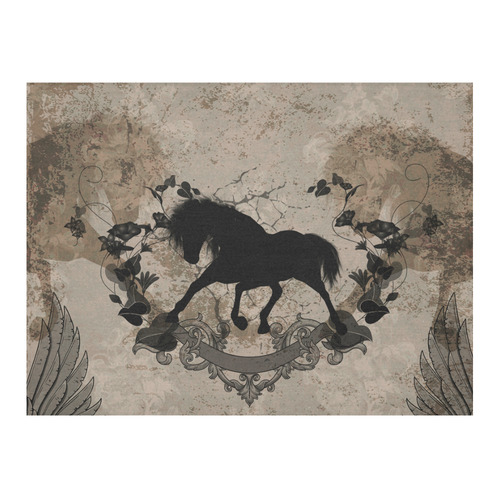 Black horse silohuette Cotton Linen Tablecloth 52"x 70"