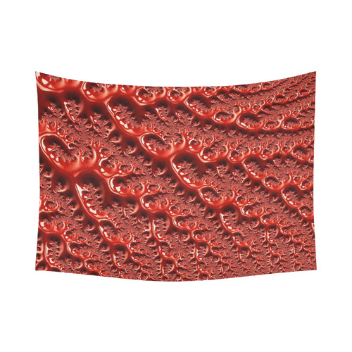 Cool Red Fractal White Lights Cotton Linen Wall Tapestry 80"x 60"