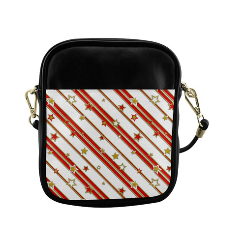 STARS & STRIPES red gold white Sling Bag (Model 1627)