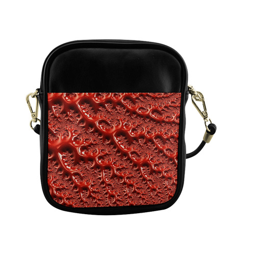 Cool Red Fractal White Lights Sling Bag (Model 1627)