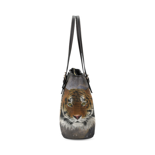 01 An abstract magnificent tiger Leather Tote Bag/Small (Model 1640)