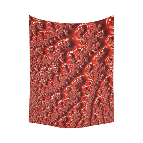 Cool Red Fractal White Lights Cotton Linen Wall Tapestry 80"x 60"