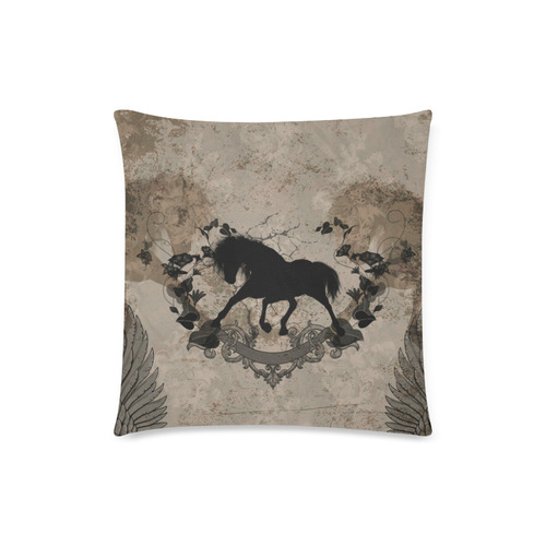 Black horse silohuette Custom Zippered Pillow Case 18"x18"(Twin Sides)