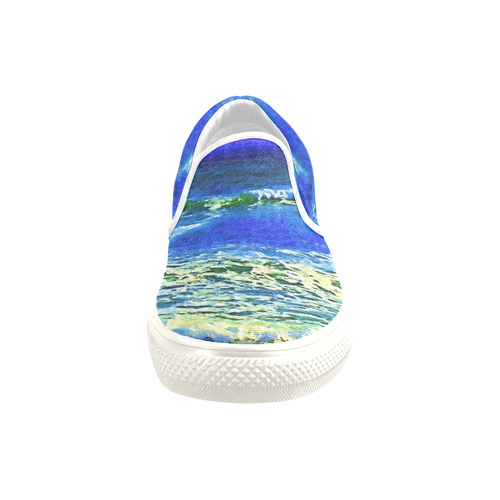 Blue Ocean Waves Slip-on Canvas Shoes for Men/Large Size (Model 019)