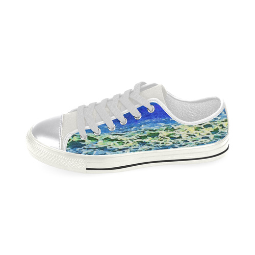 Blue Ocean Waves Canvas Women's Shoes/Large Size (Model 018)