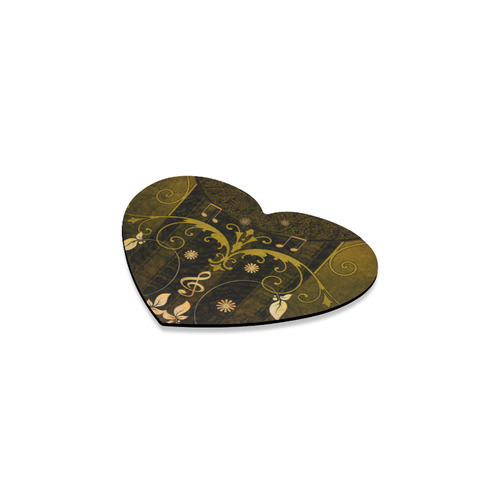 Music, clef with leaves Heart Coaster