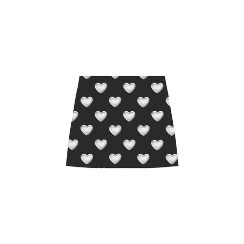 Silver 3-D Look Valentine Love Hearts on Black Eos Women's Sleeveless Dress (Model D01)