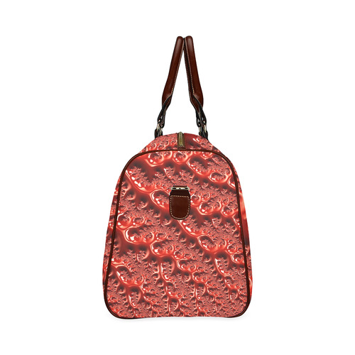Cool Red Fractal White Lights Waterproof Travel Bag/Large (Model 1639)