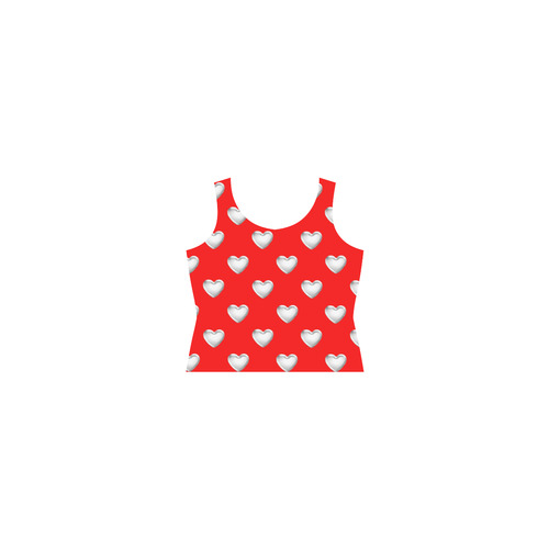 Silver 3-D Look Valentine Love Hearts on Red Sleeveless Splicing Shift Dress(Model D17)