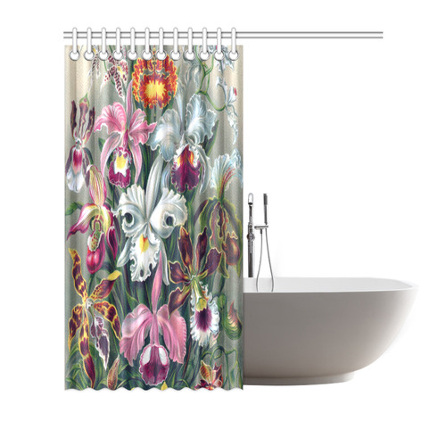 Orchids Ernst Haeckel Flower Nature Fine Art Shower Curtain 66"x72"