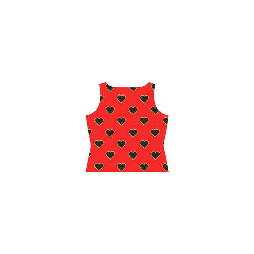 Black Valentine Love Hearts on Red Sleeveless Splicing Shift Dress(Model D17)