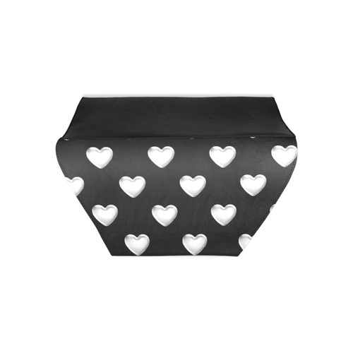 Silver 3-D Look Valentine Love Hearts on Black Clutch Bag (Model 1630)