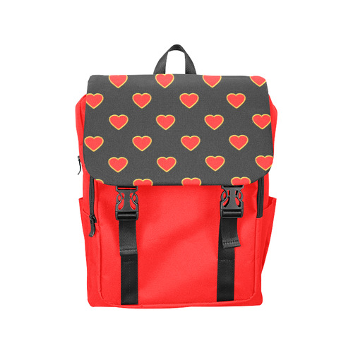 Red Valentine Love Hearts on Black Casual Shoulders Backpack (Model 1623)