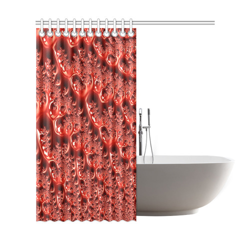Cool Red Fractal White Lights Shower Curtain 69"x72"