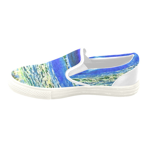 Blue Ocean Waves Slip-on Canvas Shoes for Men/Large Size (Model 019)