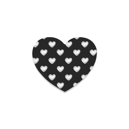 Silver 3-D Look Valentine Love Hearts on Black Heart Coaster