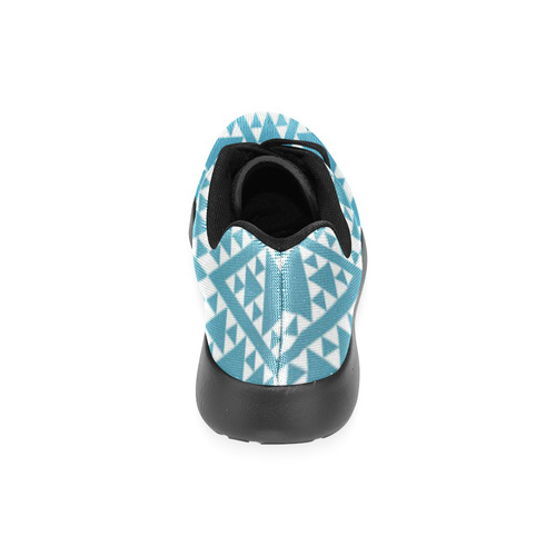 triangles in triangles pattern wht electric blue Men’s Running Shoes (Model 020)