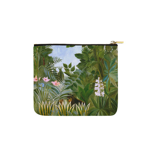 Henri Rousseau Tropical Jungle Flowers Animals Carry-All Pouch 6''x5''