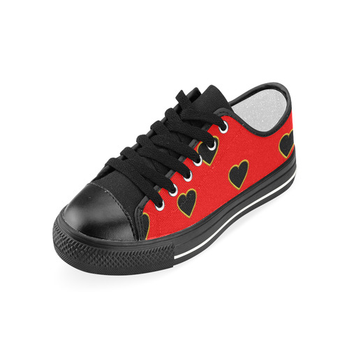 Black Valentine Love Hearts on Red Women's Classic Canvas Shoes (Model 018)