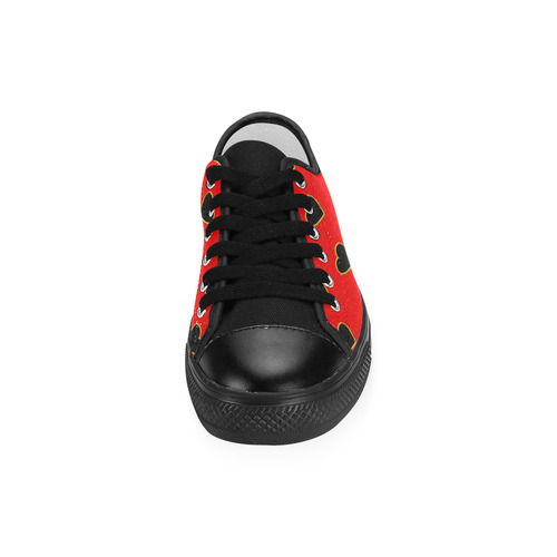 Black Valentine Love Hearts on Red Women's Classic Canvas Shoes (Model 018)
