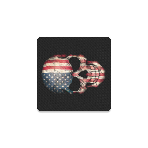American Flag Skull Square Coaster