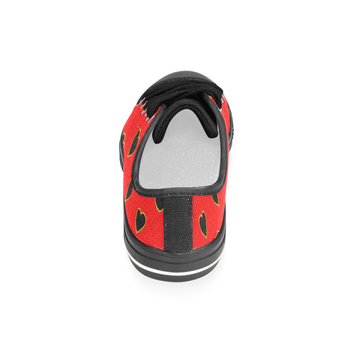 Black Valentine Love Hearts on Red Women's Classic Canvas Shoes (Model 018)