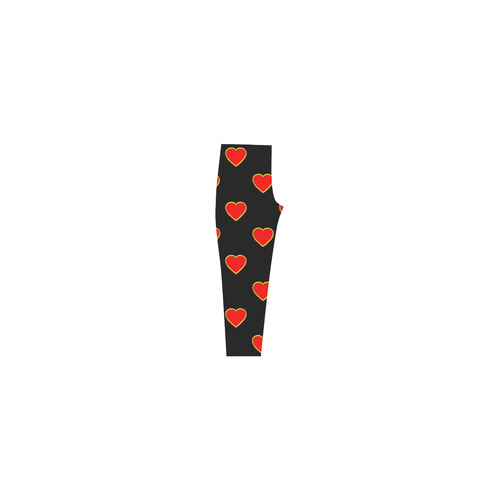 Red Valentine Love Hearts on Black Capri Legging (Model L02)