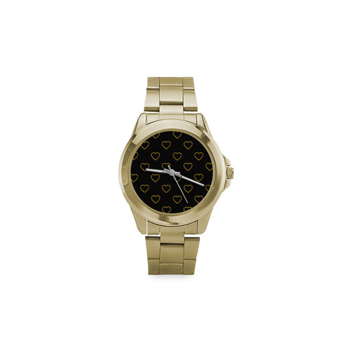 Golden Valentine Love Hearts on Black Custom Gilt Watch(Model 101)