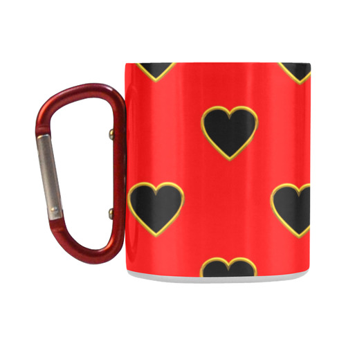 Black Valentine Love Hearts on Red Classic Insulated Mug(10.3OZ)