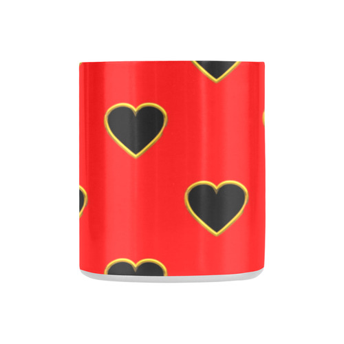 Black Valentine Love Hearts on Red Classic Insulated Mug(10.3OZ)