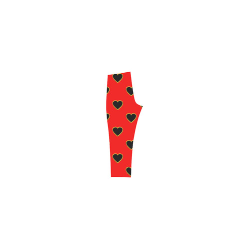 Black Valentine Love Hearts on Red Capri Legging (Model L02)