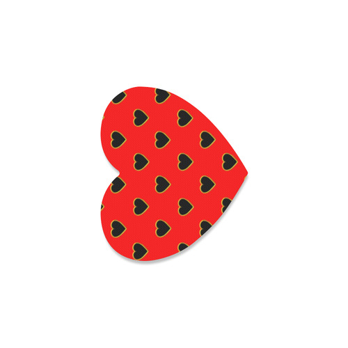 Black Valentine Love Hearts on Red Heart Coaster