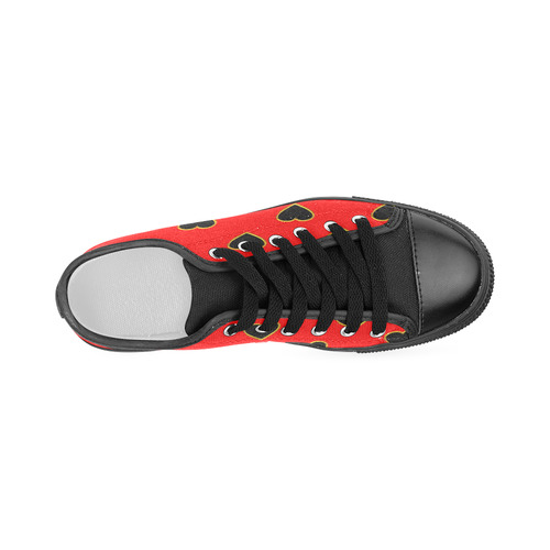 Black Valentine Love Hearts on Red Women's Classic Canvas Shoes (Model 018)