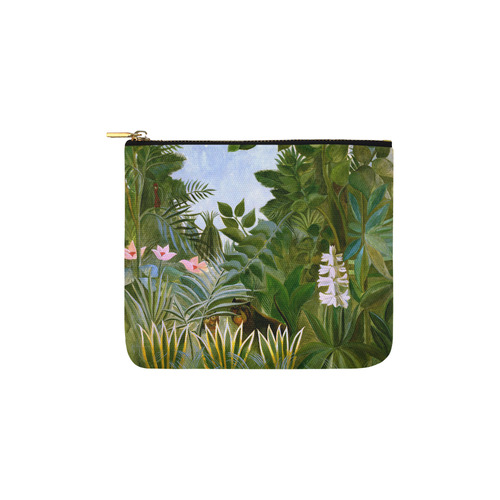 Henri Rousseau Tropical Jungle Flowers Animals Carry-All Pouch 6''x5''