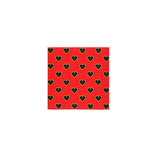 Black Valentine Love Hearts on Red Square Towel 13“x13”