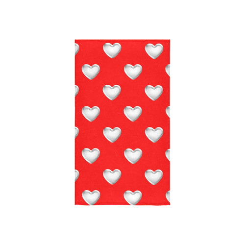 Silver 3-D Look Valentine Love Hearts on Red Custom Towel 16"x28"