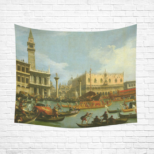 Canaletto Bucentaur Return to Palazzo Ducale Cotton Linen Wall Tapestry 60"x 51"