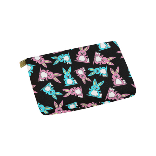 Blue and Pink Bunny Rabbits Carry-All Pouch 9.5''x6''