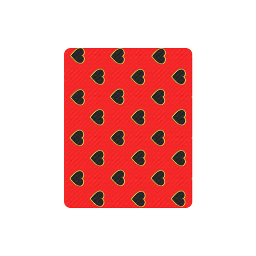 Black Valentine Love Hearts on Red Rectangle Mousepad