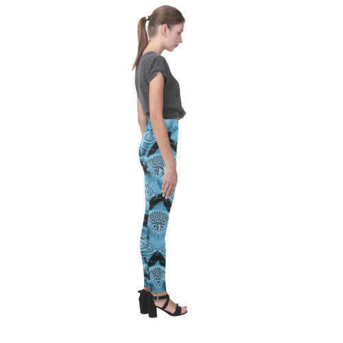 Blue Tiger Fire Cassandra Women's Leggings (Model L01)