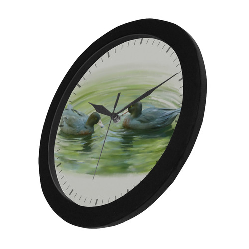 Blue Ducks in Pond, watercolors Circular Plastic Wall clock