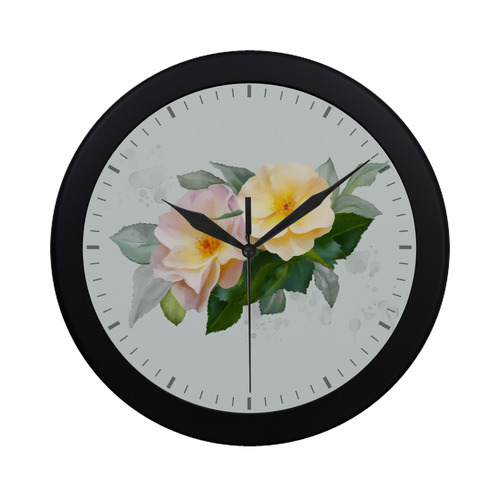 Wild Roses Circular Plastic Wall clock