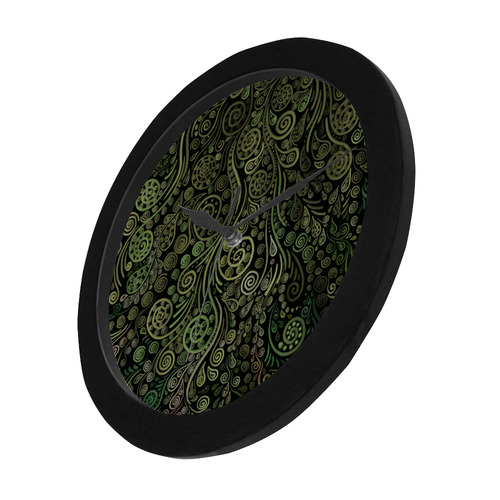 3D Ornaments -Fantasy Tree, green on black Circular Plastic Wall clock
