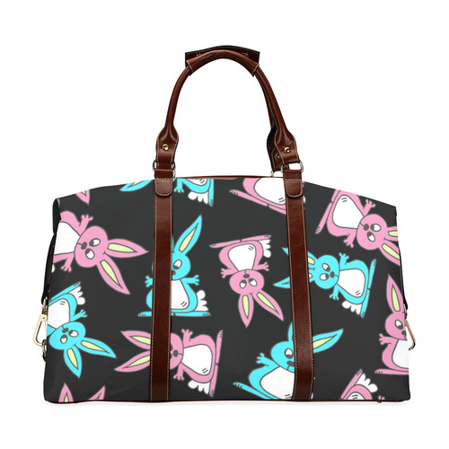 Blue and Pink Bunny Rabbits Classic Travel Bag (Model 1643) Remake