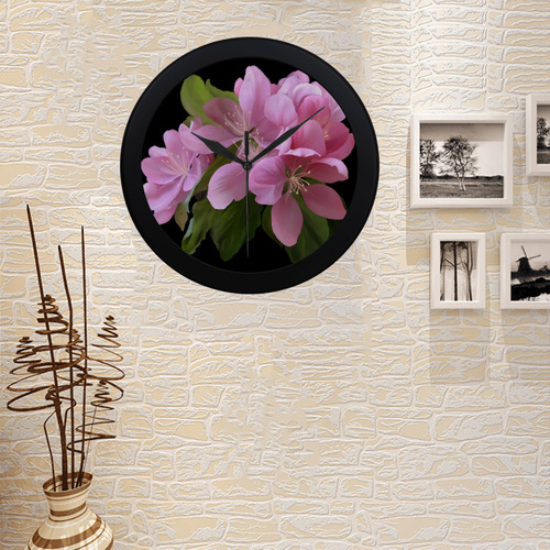 Pink Blossom Branch, watercolors Circular Plastic Wall clock