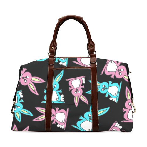 Blue and Pink Bunny Rabbits Classic Travel Bag (Model 1643) Remake