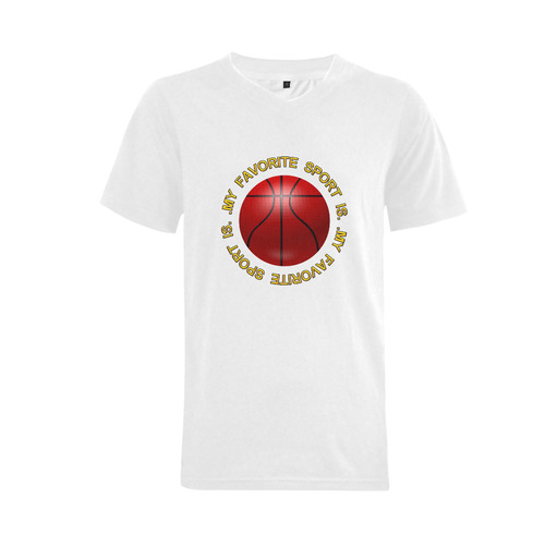 My Favorite Sport is Basketball Men's V-Neck T-shirt (USA Size) (Model T10)