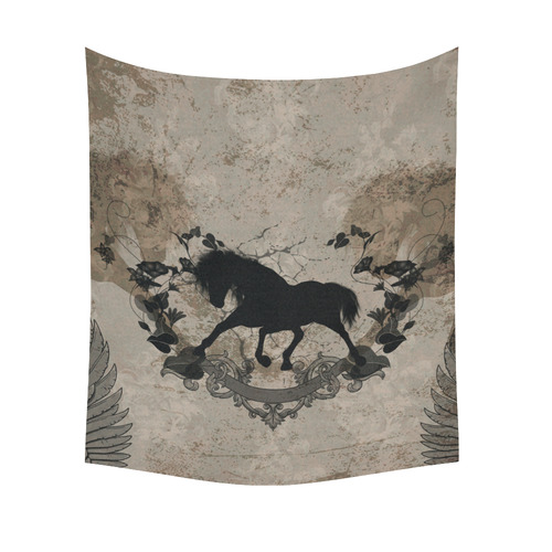 Black horse silohuette Cotton Linen Wall Tapestry 51"x 60"