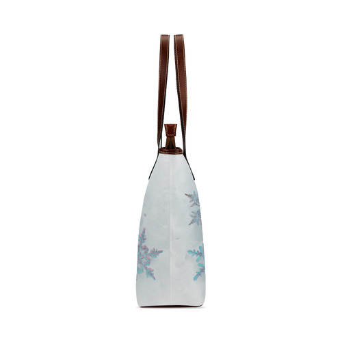 Snowflakes, snow, white and blue Shoulder Tote Bag (Model 1646)