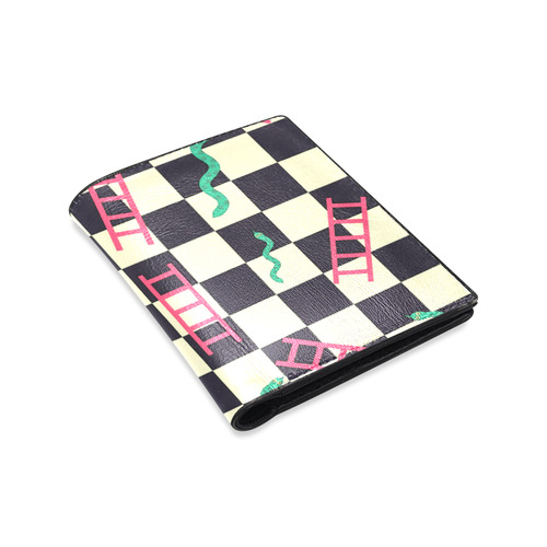 Snakes and Ladders Game Men's Leather Wallet (Model 1612)